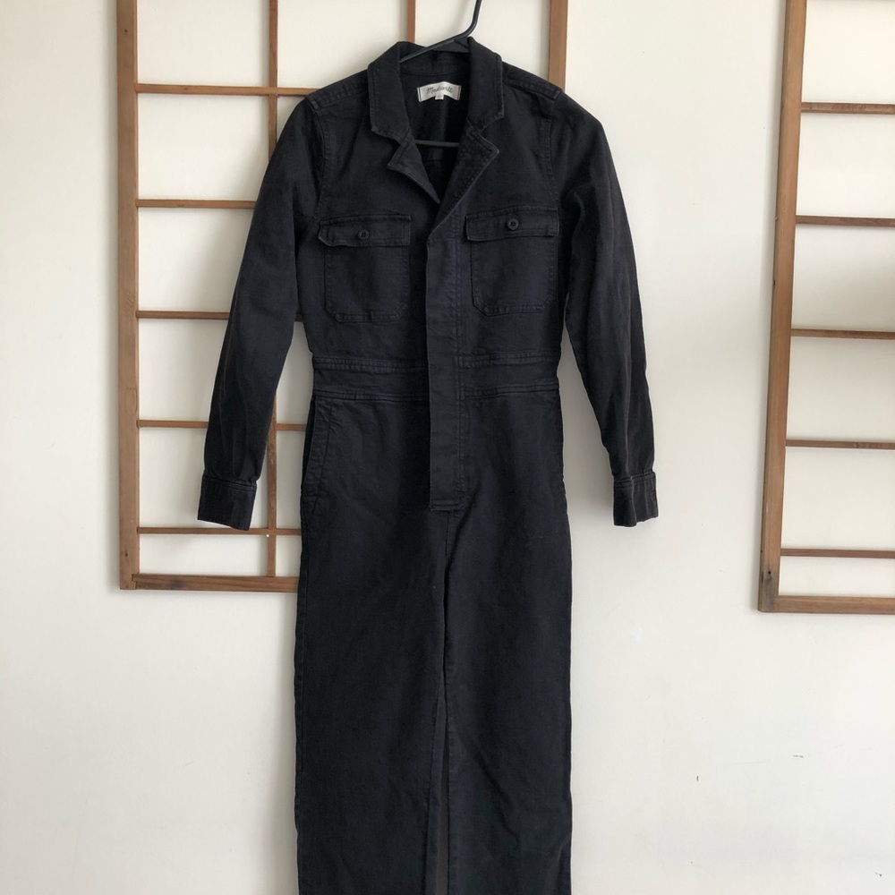 Madewell black denim slim coverall